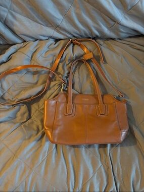 Coach Brown Leather Shoulder Satchel with Detachable Strap